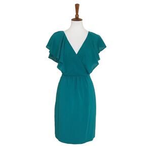 ALEX + ALEX teal flutter sleeve dress, size 10